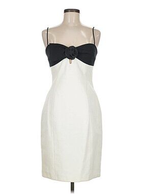David Meister Ivory Black Rosette Cocktail Dress